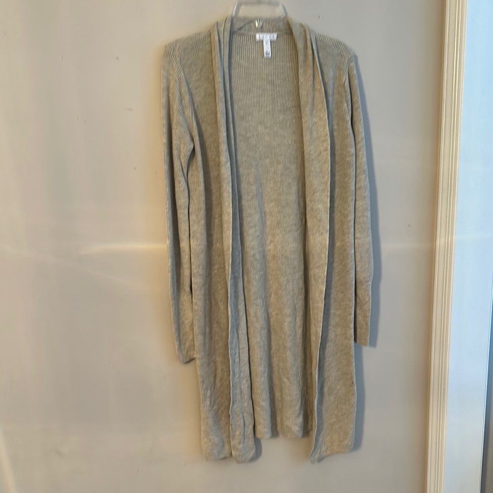 Leith Cream Tan Cardigan Sweater Long Open Front
